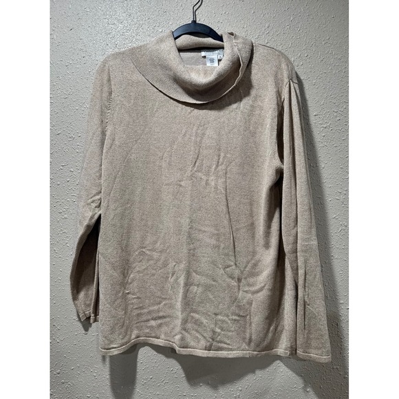 Coldwater Creek Sweaters - Coldwater Creek Silk Blend Cowl Neck Sweater XL Champagne Gold Metallic Shimmer